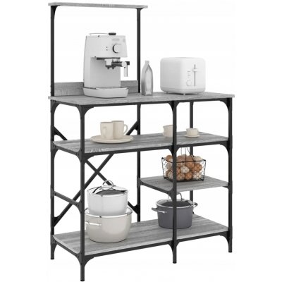 Kuchyňský regál šedý sonoma 90x40x132 cm kompozitní dřevo a kov – Zboží Mobilmania