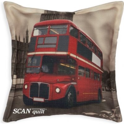 SCANquilt Art london bus béžovošedočervená 45 x 45 cm – Zboží Mobilmania