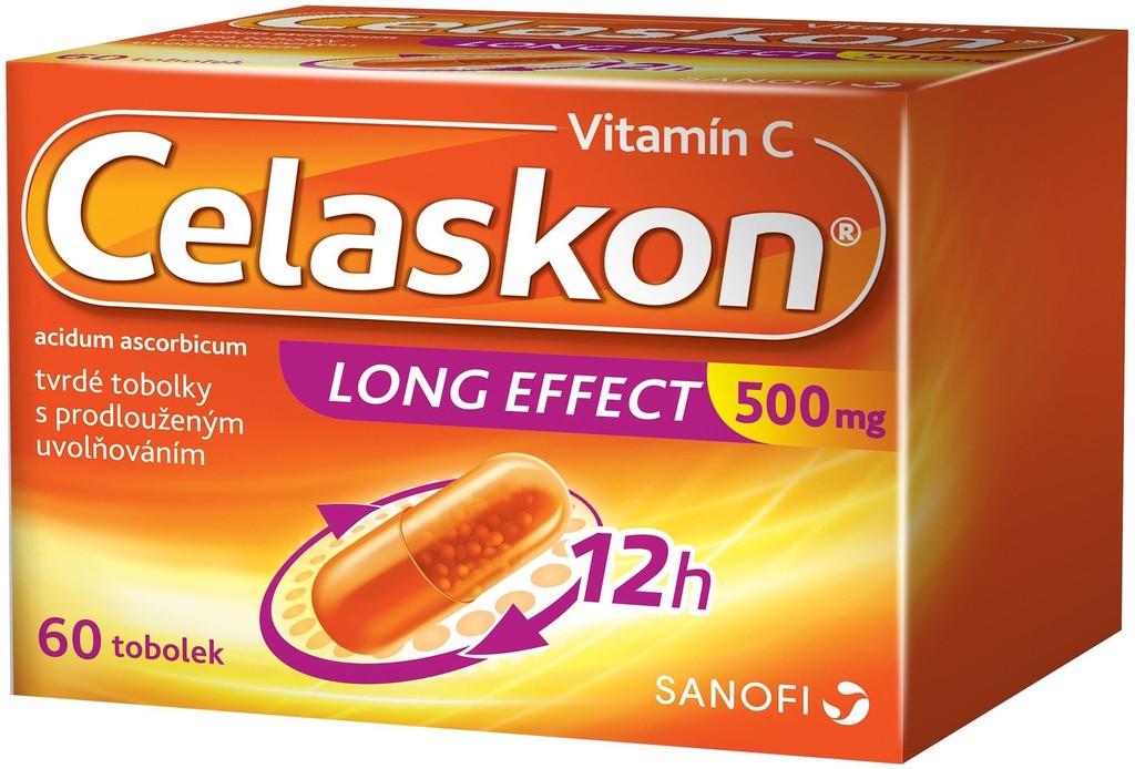 Celaskon Long Effect Vitamin C por.cps.pro. 60 x 500 mg od 209 Kč -  Heureka.cz