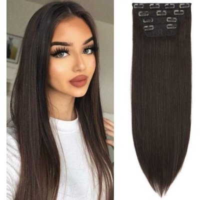 Clip-in prodloužení 50cm Hnědá 4dílná sada 200g Jako pravé vlasy Prodlužovací příčesky Clip-in – Sleviste.cz