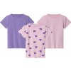 Dětské tričko lupilu dívčí triko, 3 kusy lila fialová / vzorovaná