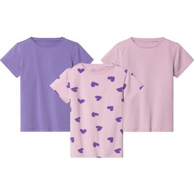 lupilu dívčí triko, 3 kusy lila fialová / vzorovaná