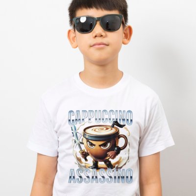 Tričko Italian Brainrot Assasino Cappuccino v2 černá – Zboží Mobilmania