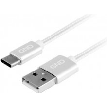 GND USBAC200MM05 USB / USB-C, opletený, 2m, stříbrný