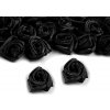 Svatební vývazek Saténové mini růžičky 12 mm - černé - 50 ks
