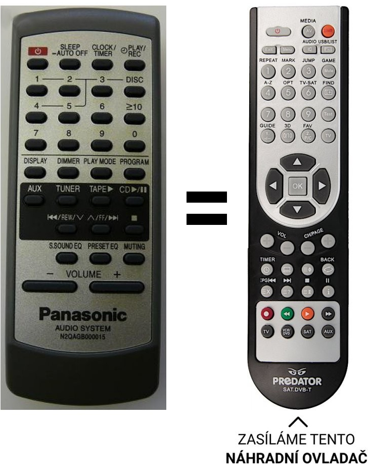 Dálkový ovladač Predátor Panasonic N2QAGB000013, N2QAGB000015