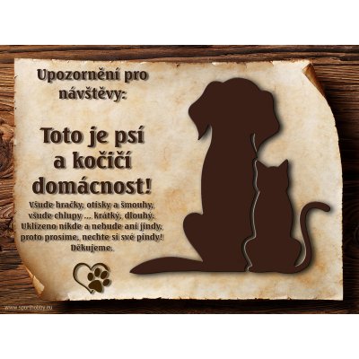 Sport hobby Cedulka Vtipná cedulka Pes a kočka CP5004 15 x 11 cm – Sleviste.cz