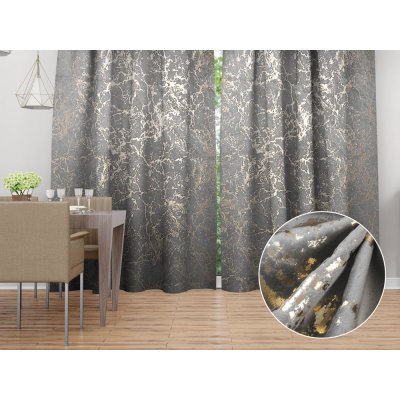Biante Sametový závěs Isabela IBL-015 Zlatý mramor na světle šedém - šířka 135 cm 135x150 cm – Hledejceny.cz