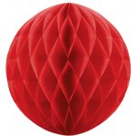 PartyDeco Papírová dekorační koule Honeycomb ČERVENÁ průměr 20 cm – Zboží Dáma
