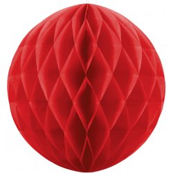 PartyDeco Papírová dekorační koule Honeycomb ČERVENÁ průměr 20 cm