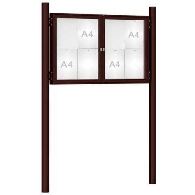 PROCITY Venkovní vitrína model 1000 dvoukřídlá, 8 x A4, hnědá, včetně sloupků | Zboží Auto