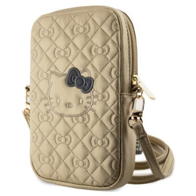 Hello Kitty PU Leather Quilted Pattern Kitty Head Logo Gold