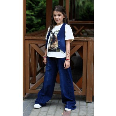 Qba dívčí džínová vesta tmavě modrá – Zboží Mobilmania