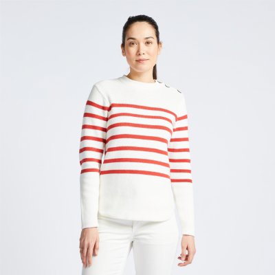 Tribord dámský námořnický svetr pruhovaný bílo červený
