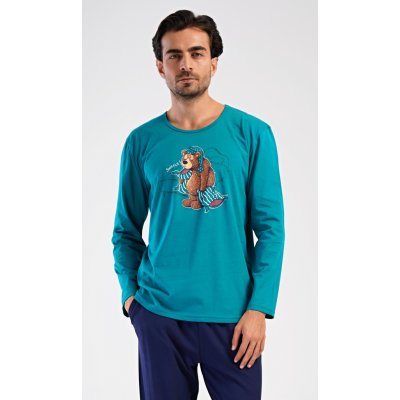 Vienetta MAN pánské pyžamo dlouhé Méďa Ospalec: petrolejová – Sleviste.cz