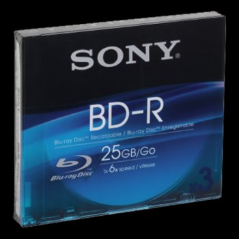 Sony BD-R 25GB 6x, slimbox, 3ks (3BNR25SL)