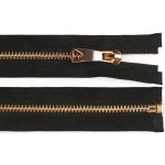 Kovový zip No 5 délka 85 cm s ozdobným jezdcem, střední, 2 černá zlatá – Zboží Mobilmania