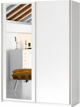 Idzczak Hit 150 cm s posuvnými dveřmi a zrcadlem Matná bílá