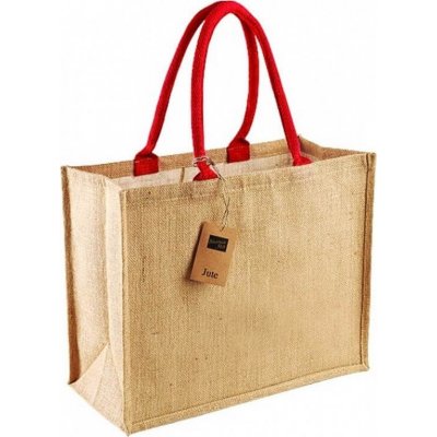 Westford Mill Barevná jutová nákupní taška s tkanými držadly přírodní červená výrazná – Zboží Mobilmania