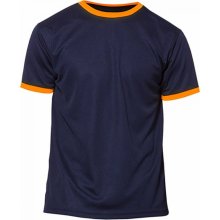 Nath Funkční tričko na sport s kontrastními lemy 100% polyester modrá námořní oranžová fluorescentní