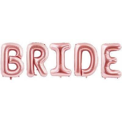 PARTYDECO Balón foliový nápis BRIDE rose gold růžovo zlatý 280x86 cm – Zboží Dáma