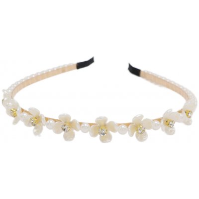Čelenka do vlasů s bílými květy Barva: stříbrná – Zboží Mobilmania