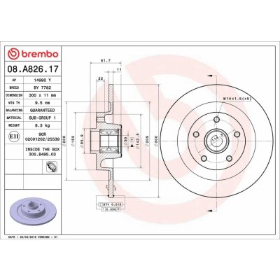 Brzdový kotouč BREMBO 08.A826.17 – Sleviste.cz