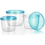 Banquet Sada plastových dóz Acassa transparent tyrkysové víko 600 ml 880 ml 1180 ml – Sleviste.cz