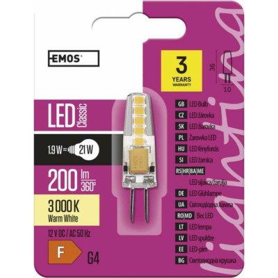 Emos LED žárovka G4 2W 12V Classic JC A++ teplá bílá – Zbozi.Blesk.cz