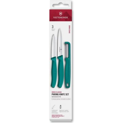 Victorinox Sada kuchyňských nožů se škrabkou SWISS CLASSIC 3 ks tyrkysová6.7114.33C1 – Zboží Dáma