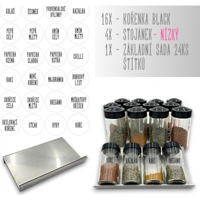 Orion Sada kořenek BLACK 80 ml + 4 ks nerezový organizér na kořenky VASKY 16 ks – Hledejceny.cz