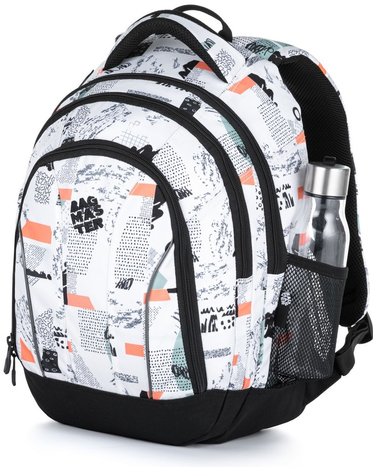 Bagmaster dívčí batoh Supernova 21 A White/Black/Orange/Green 307874