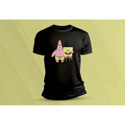 Sandratex dětské bavlněné tričko SpongeBob a Patrick černá – Sleviste.cz