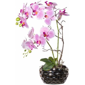 Gasper Umělá květina Orchidej v oválné váze, růžová, 55 cm