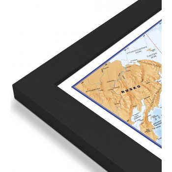Excart Maps Svět - nástěnná politická mapa 136 x 84 cm (ČESKY) Varianta: mapa v dřevěném rámu, Provedení: Pegi černý