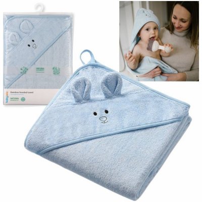 BabyOno Osuška s kapucí a oušky Bamboo modrá 100x100 cm – Zboží Dáma