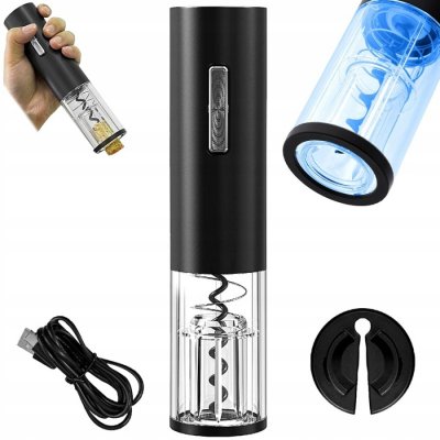 Elektrická vývrtka na víno s LED podsvětlením - 19,5 cm x 4,5 cm – Zboží Mobilmania