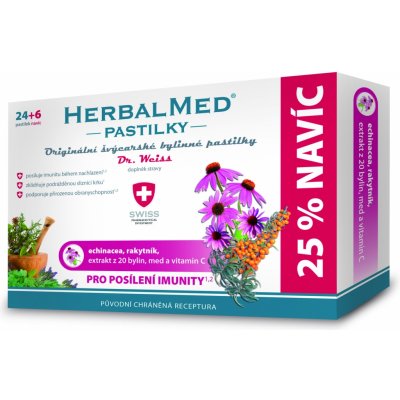 Dr. Weiss HerbalMed echinacea + rakytník + vitamin C 30 pastilek – Zbozi.Blesk.cz