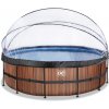 Bazén EXIT Rámový bazén (12v Sand filtr) - dřevěná optika + střešní okno + tepelné čerpadlo 488x122cm