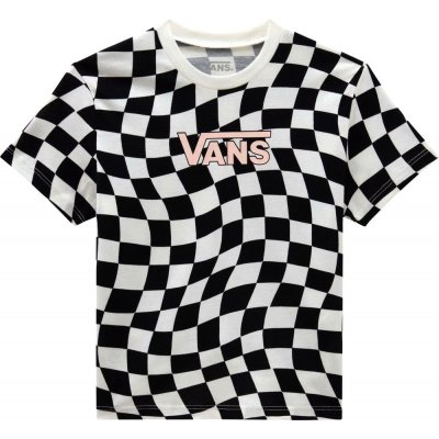 Vans dětské bavlněné tričko WARPED 66 CHECK CREW VN000GAB1KP černá