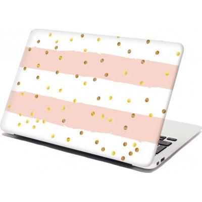 Sablio Samolepka na notebook Pruhy a zlaté tečky - 38x26 cm – Zboží Živě