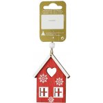GEROMA Vánoční dekorace domeček dřevo bílo-červený 6,5 x 8 cm – Hledejceny.cz