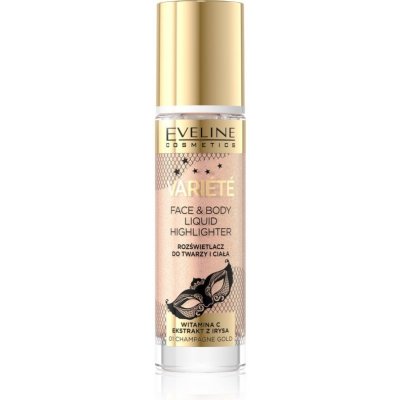 Eveline Cosmetics Variété tekutý rozjasňovač na obličej a tělo 01 Sparkling Wine Gold 30 ml – Zboží Dáma