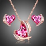 Victoria Filippi Souprava náhrdelníku a náušnic Swarovski Elements Amorita srdíčka SET0274-SN6000B Růžová – Zboží Dáma