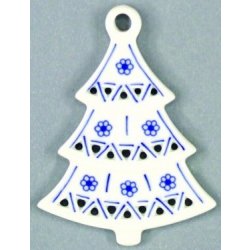 Cibulák Vánoční ozdoba stromeček 8,5 cm originální cibulákový porcelán Dubí cibulový vzor 10596