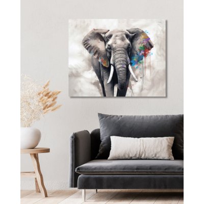 ZUTY Obrazy na stěnu - Barevný slon Rozměr: 40x50 cm, Rámování: vypnuté plátno na rám – Zboží Mobilmania
