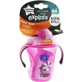 Tommee Tippee Netekoucí hrnek s brčkem Explora Easy Drink růžový 230 ml