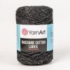 Příze Pletací / háčkovací příze YarnArt MACRAME COTTON LUREX 2mm 723 černá, jednobarevná, lesklá 250g/205m