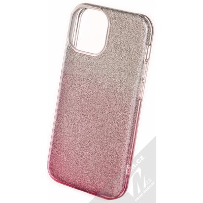 Pouzdro 1Mcz Shining Duo TPU třpytivé Apple iPhone 13 mini stříbrné růžové