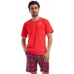 Authentic pánské pyžamo s krátkým rukávem a kraťasy červené kárované 1P1896 červená – Zboží Dáma
